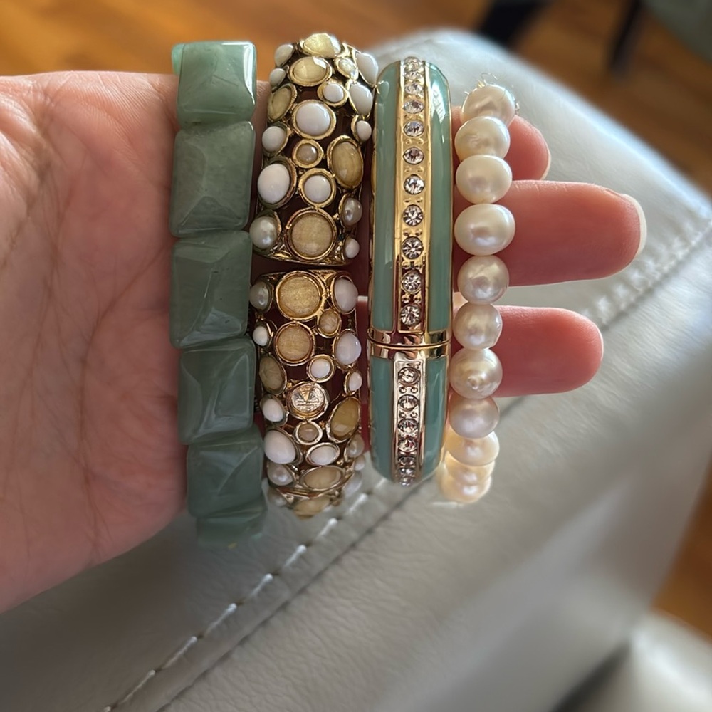 Green and gold Bracelet stack